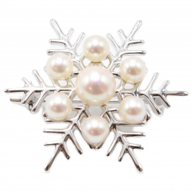 ミキモトを浜松入野で買取。雪の結晶モチーフのアコヤパールブローチを