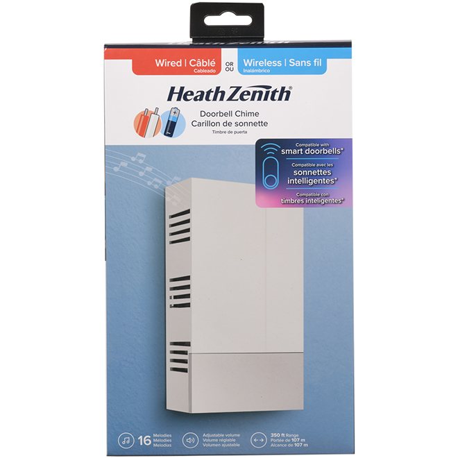 Heath Zenith Doorball Chime - Wired or Wireless - White 18000155