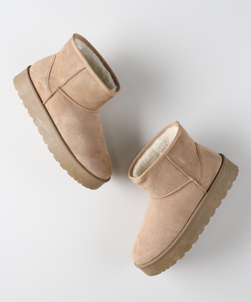 フェイクムートンショートブーツ(S ライトブラウン): ファッション雑貨