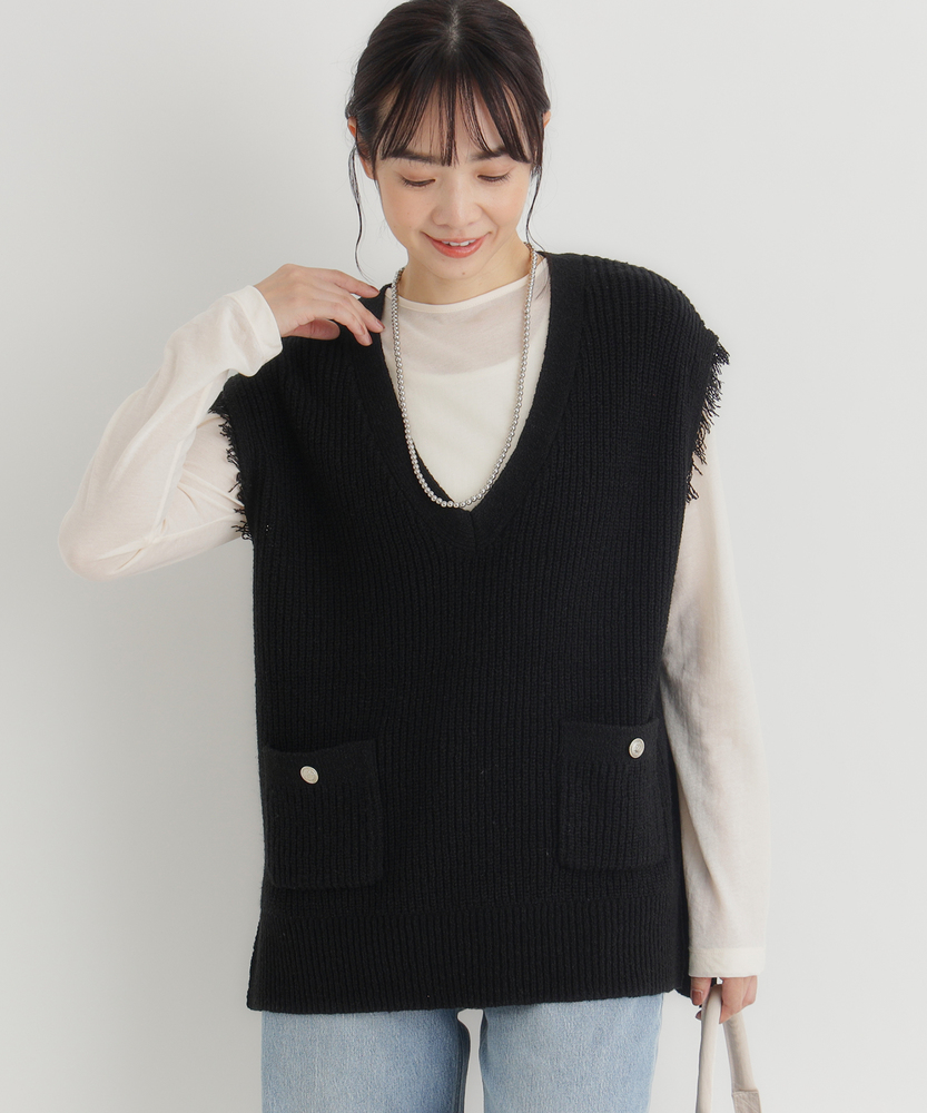 ニットフリンジベスト(S ライトグレー): トップス｜Right-on公式