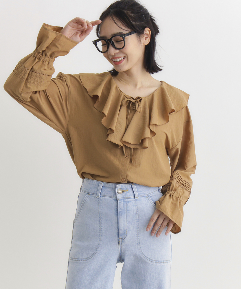 フリルカラーブラウス(M ブラック): トップス｜Right-on公式オンライン