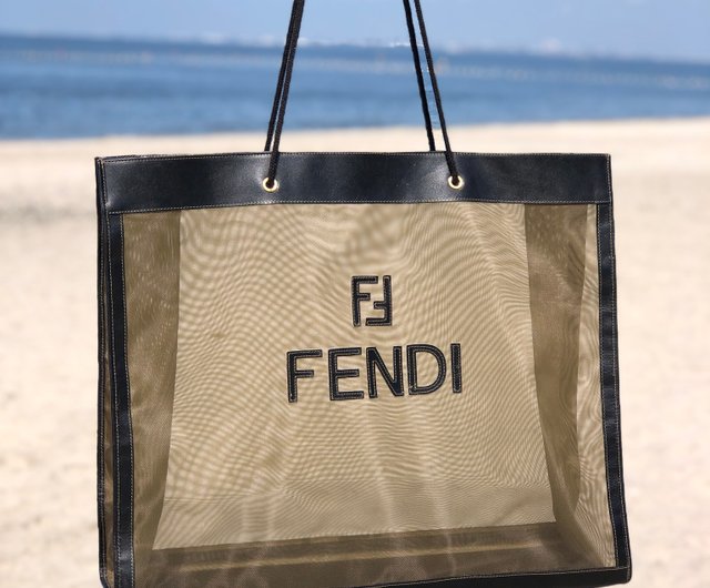 日本直送 名牌中古包 】FENDI フェンディ ロゴ レザー×ナイロン