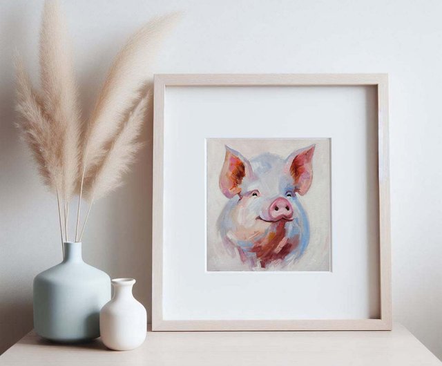 10%OFF】ロシア 豚オリジナル油絵家畜アート面白いポートレート壁