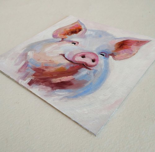 10%OFF】ロシア 豚オリジナル油絵家畜アート面白いポートレート壁