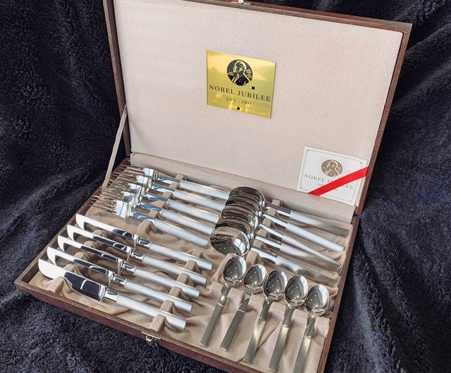 送料無料】台湾 ノーベルデザインカトラリーセットノーベル賞90周年