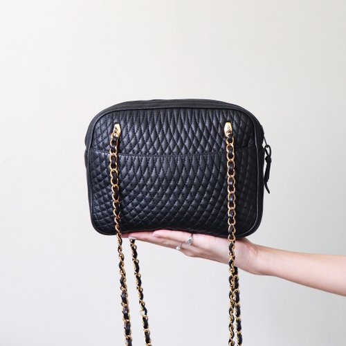 送料無料】台湾 ヴィンテージ Bally ブラック ラムスキン ゴールド