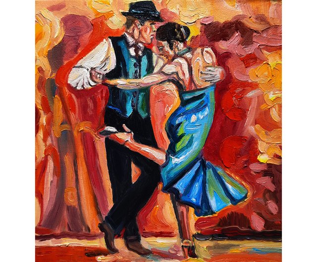 ロシア タンゴ絵画アート ダンスカップル絵画 オリジナルアート 油絵