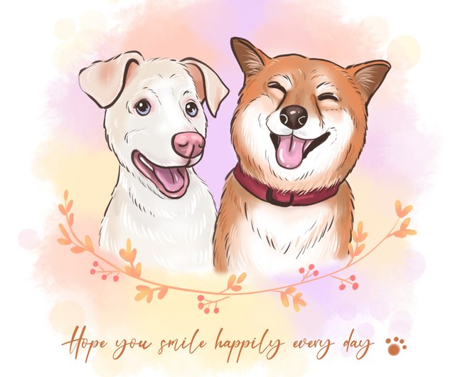 送料無料】台湾 【オーダーメイドペット似顔絵+お花フレームデザイン