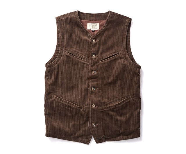 送料無料】台湾 フランスのコーデュロイハンティングベスト-ブラウン