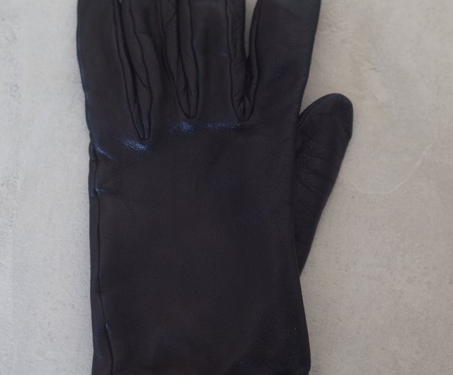 HERMES エルメス シェーヌダンクル レザー グローブ ブラック ゴールド