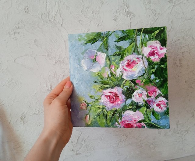 送料無料】ウクライナ 花の絵画 オリジナル油絵 バラの絵画 AboutART
