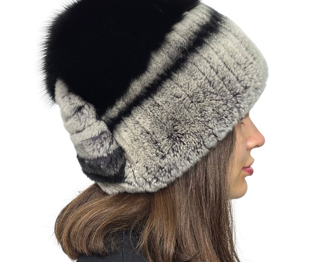 送料無料】ウクライナ レディース ラビットファーハット 冬用リアル