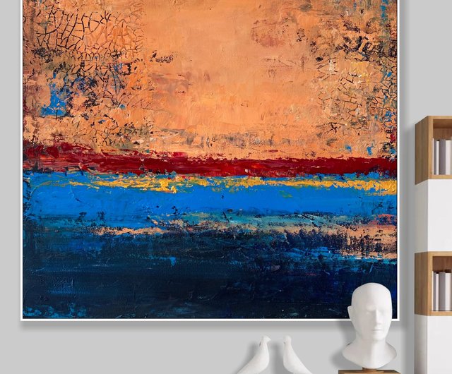 送料無料】スペイン マーク・ロスコ風の抽象的なオレンジと青の