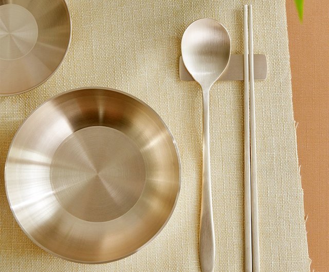 韓国 韓国真鍮食器スプーン箸セット4人前 brassware - Pinkoi