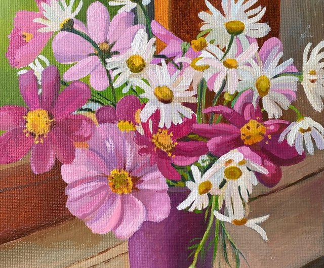 ロシア ワイルドフラワーオリジナルアートフラワー油絵キャンバス