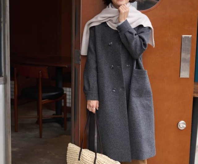 知的で大人雰囲気に ウールコート ロングコート ダブルボタンコート