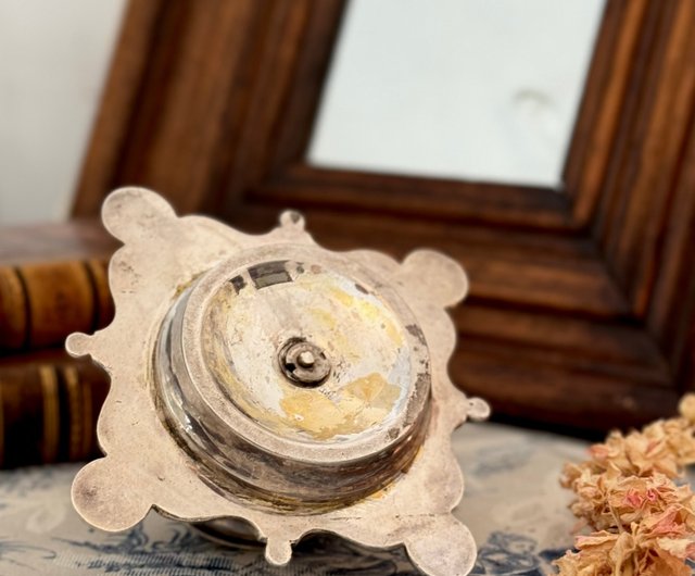 台湾 40037-美しきフランスアンティーク シルバープレート製インク壺