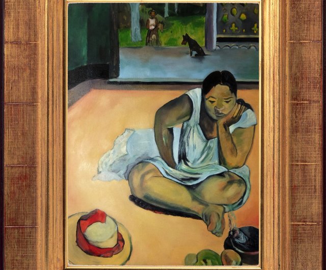 送料無料】ロシア ゴーギャンの大きな油絵「タヒチの若い女性」の複製