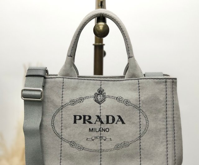 日本直送 名牌中古包 】PRADA プラダ カナパ ハンドバッグ グレー