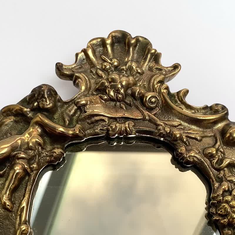 ベルギー フランス製のアンティークな装飾ミラー鋳造ブロンズ額縁