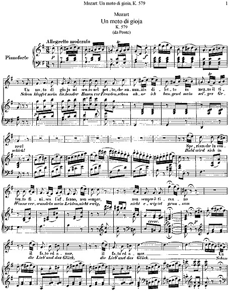 フィガロの結婚 （Le nozze di Figaro） Un moto di gioia - 声楽