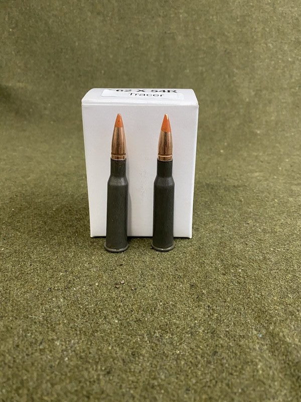 7.62X54R ORANGE TIP TRACER AMMO. 20 round boxes ok for belted fed