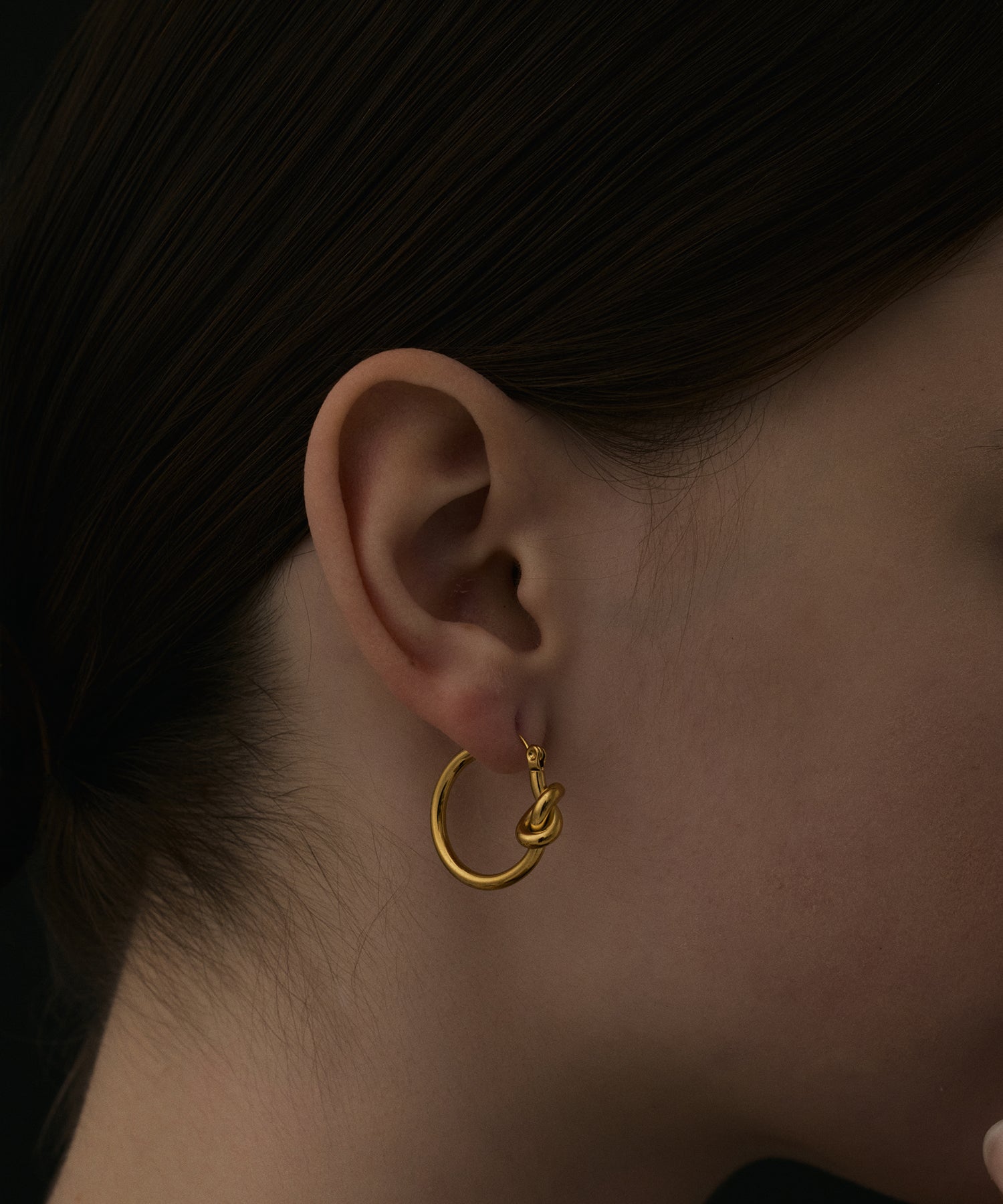 ゴールド]ノットフープピアス