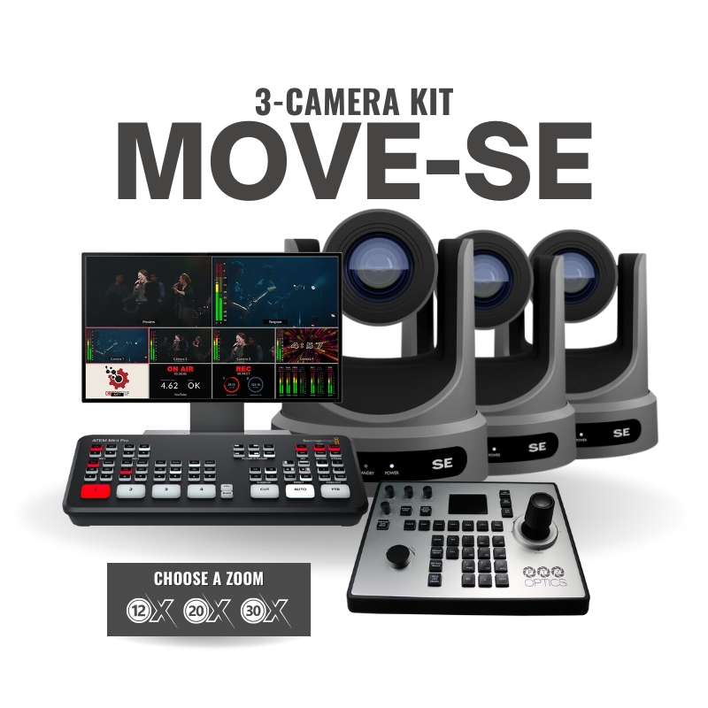 Move-SE 3-Camera PTZ Streaming Kit | ATEM Mini Pro - Church Live