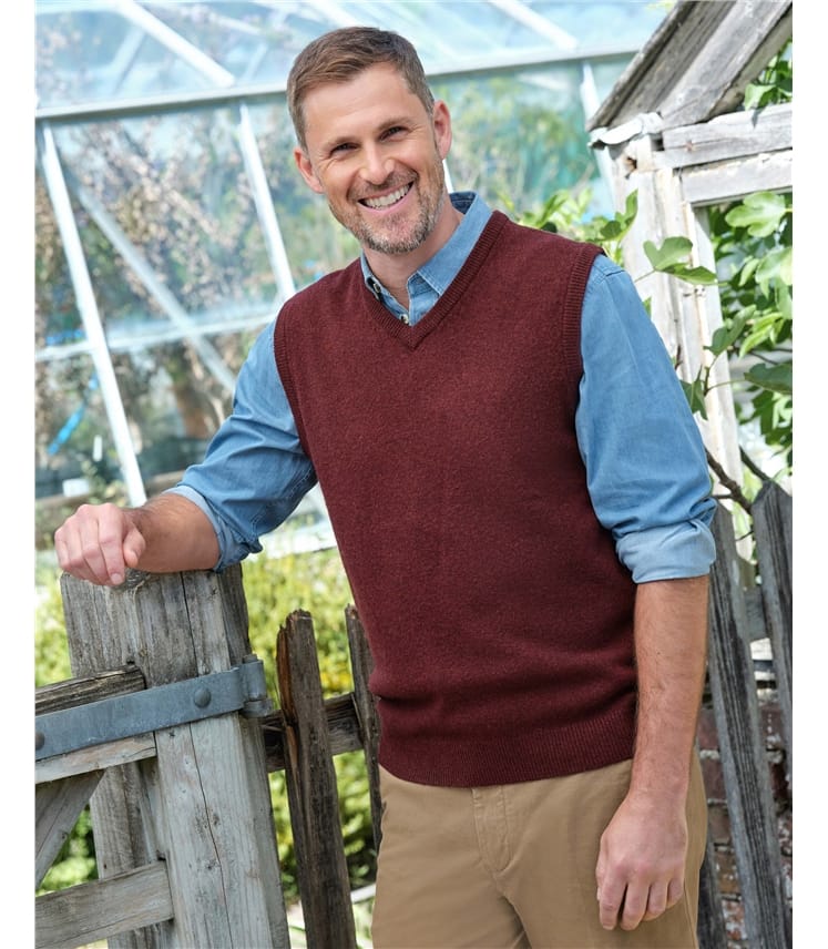 Cranberry | Mens Classic Lambswool Vest | WoolOvers US