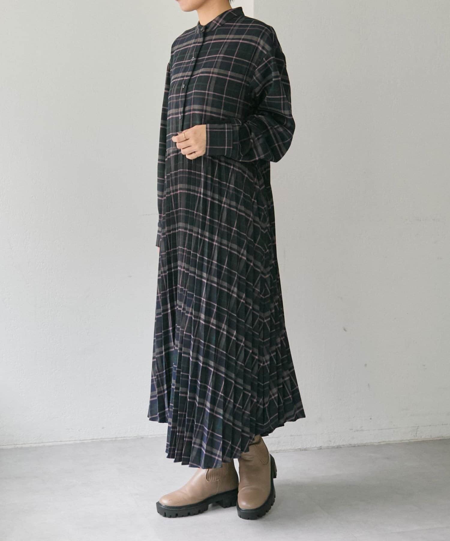 動画あり/1枚で決まる》チェックプリーツワンピース【SUM1 STYLE(スミ