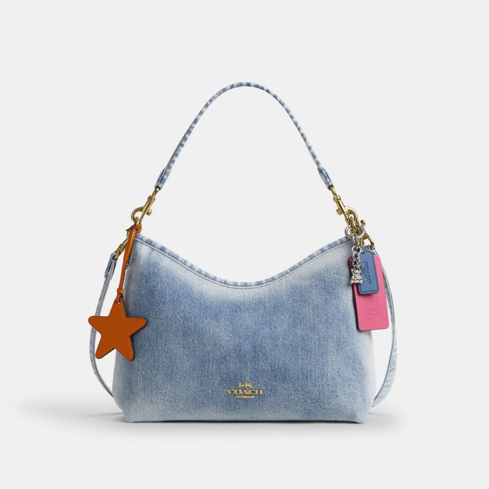 COACH® Outlet | Laurel Shoulder Bag In Loved Denim With Charms