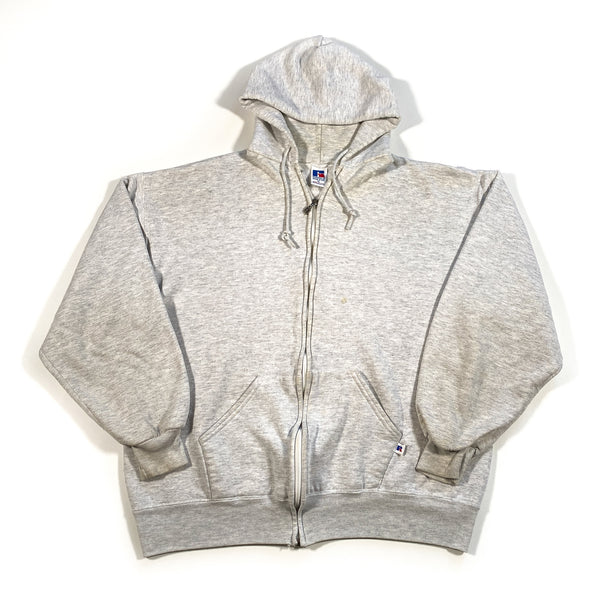 Vintage 90's Plain Gray Russell Athletic Full Zip Blank Hoodie