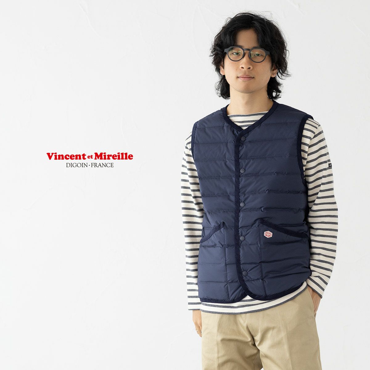 ヴァンソンエミレイユ ステッチレス ダウン ベスト Vincent et