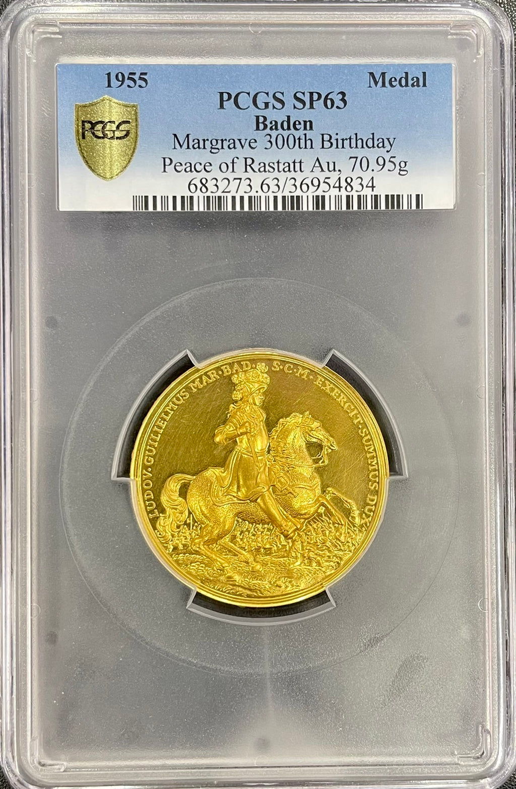 1955年 ルードヴィヒ・ヴィルヘルム生誕300周年記念 金メダル(PCGS