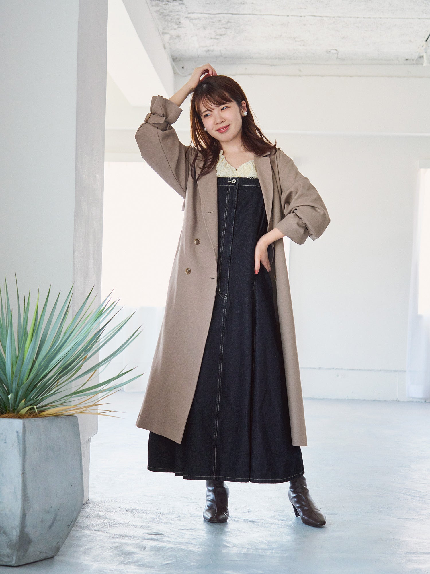 セットバックスクエアトゥショートブーツ | 小柄・低身長女性向け