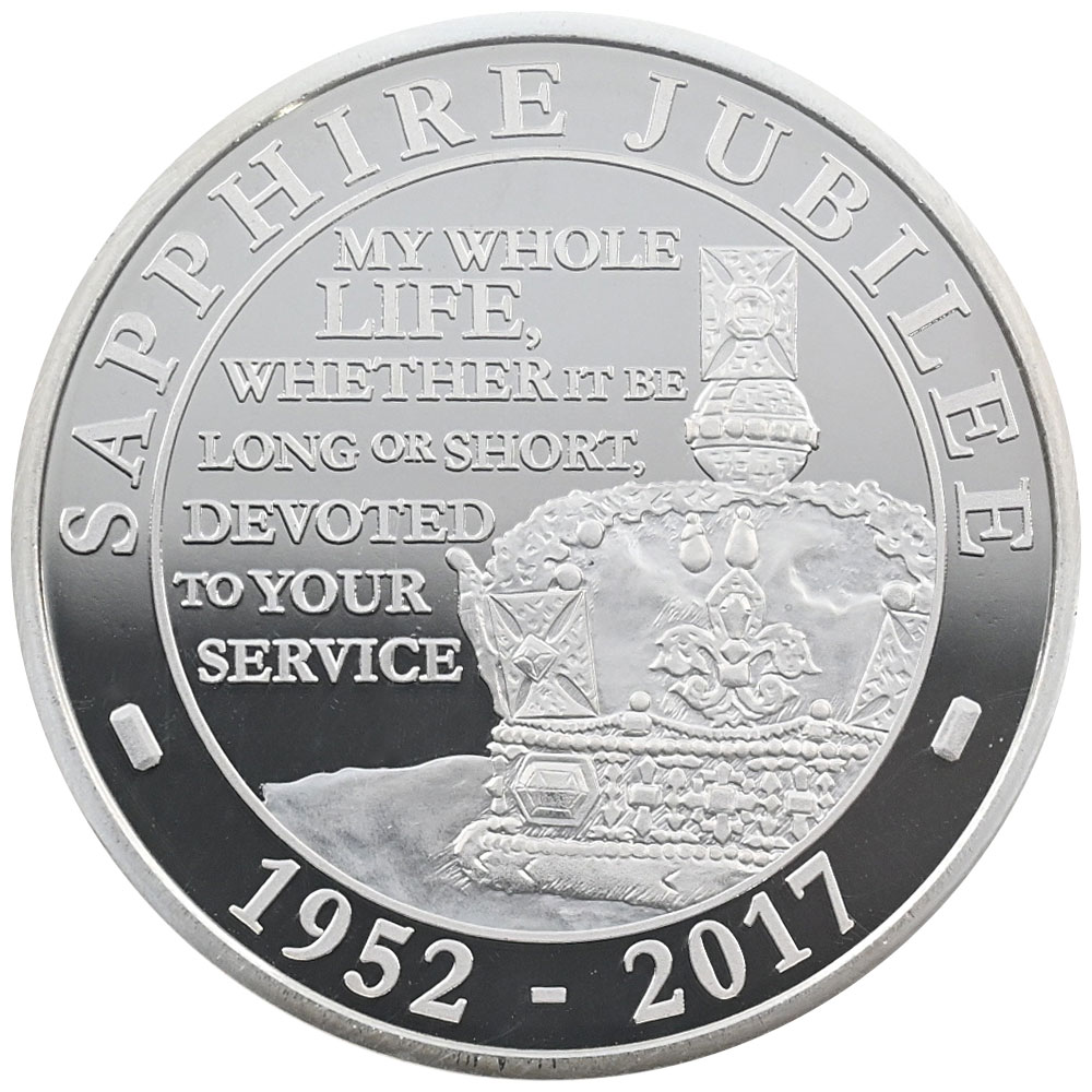 イギリス 2017 エリザベス2世 5ポンド 銀貨 NGC PF70UC サファイア