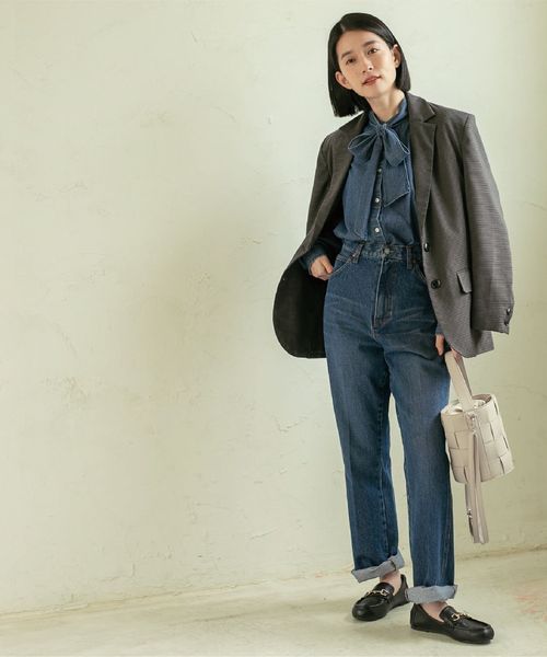 2WAYボウタイデニムシャツブラウス