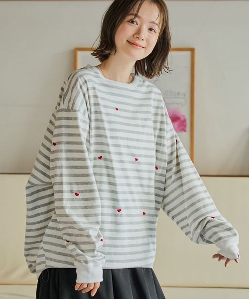 SunnySports別注ハートチビ刺繍ロングスリーブTシャツ