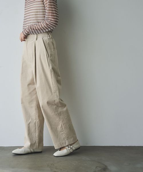 コーデュロイタックワイドパンツ