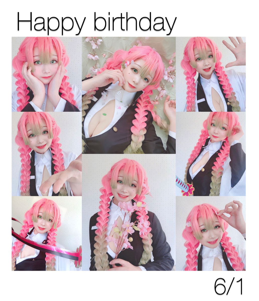 総重量3kg！コスプレイヤーむく『鬼滅の刃』甘露寺蜜璃をハート編みで