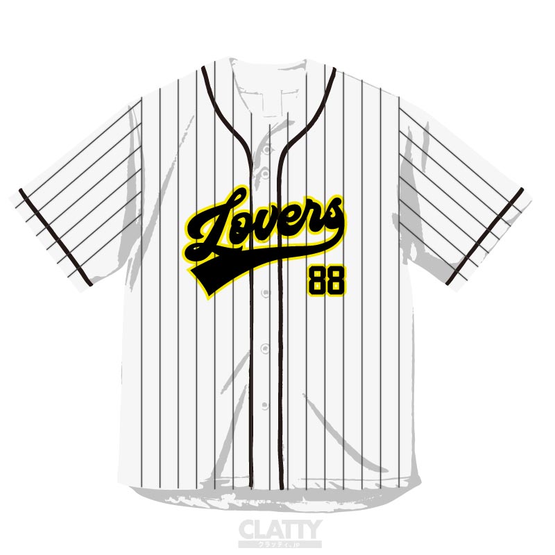 ホワイトストライプベースボールシャツ/野球ユニフォーム風クラスT