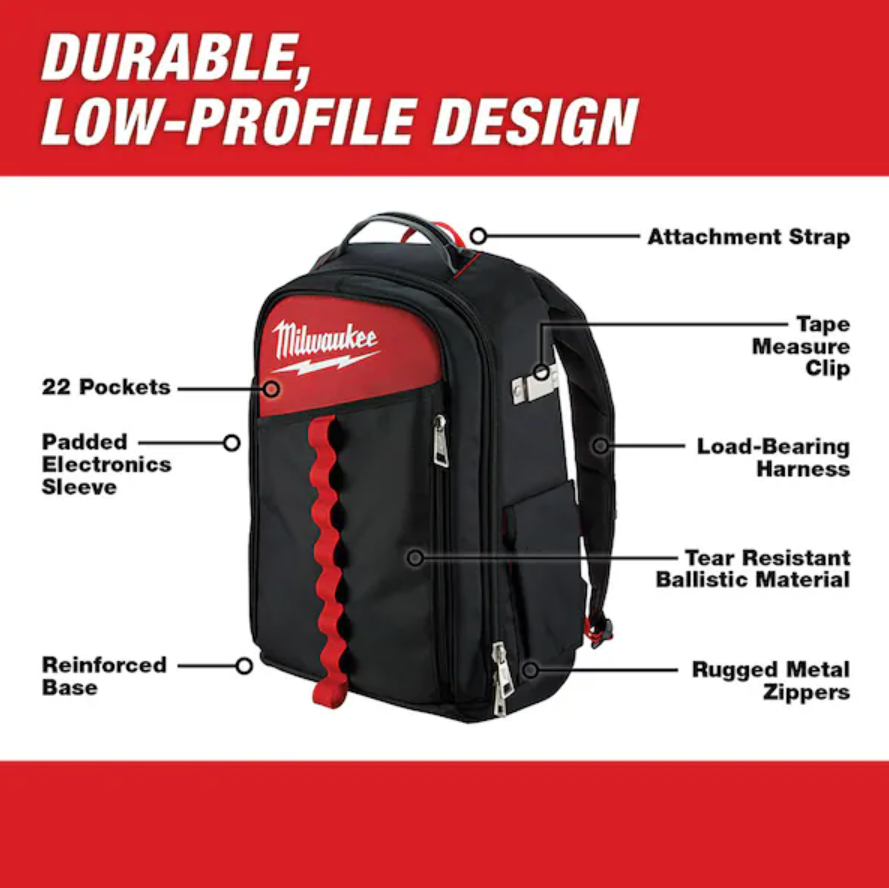 Milwaukee 48-22-8202 Low Profile Backpack – Clark's Tool & Equipment