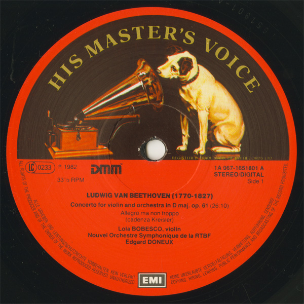 Belgium His Masters Voice 1A 065 1651801