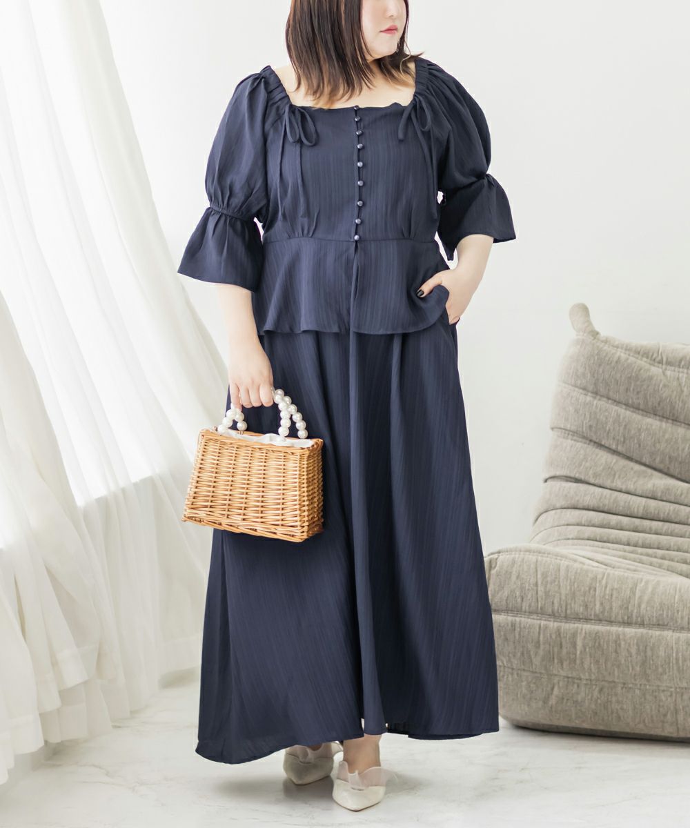 CLETTEオリジナル☆リボンブラウス＆スカートセットアップ | 大きい