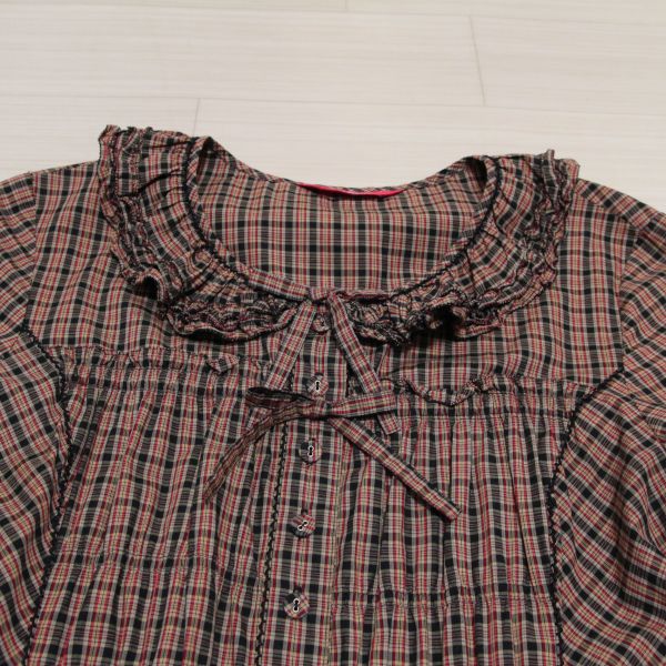 黒×赤チェックフリルチュニックブラウス - ピンクハウス通販