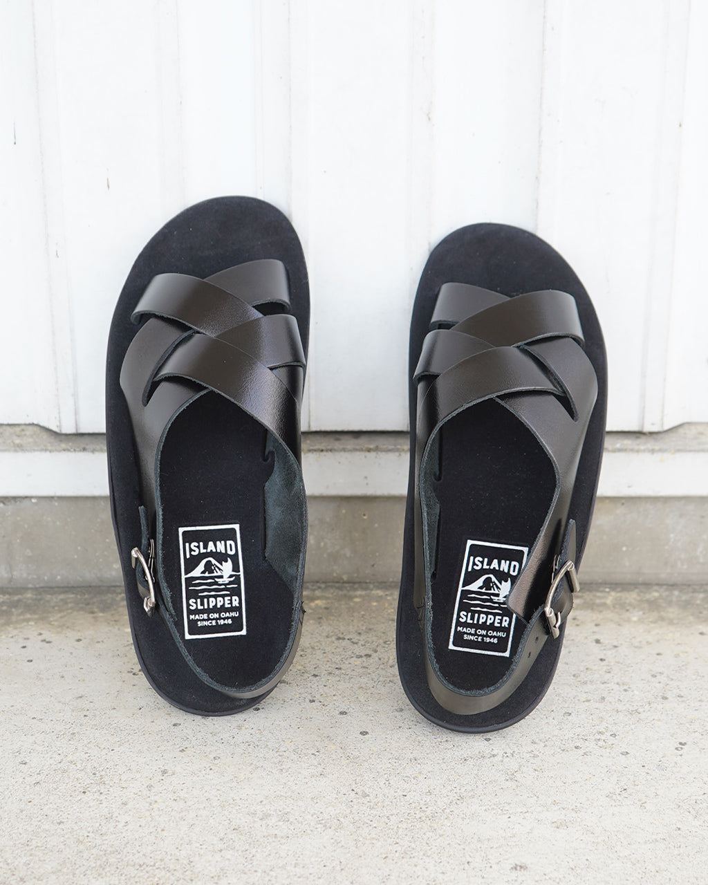ISLAND SLIPPER｜レザー編み込みサンダル PB408 メンズ バックストラップ付