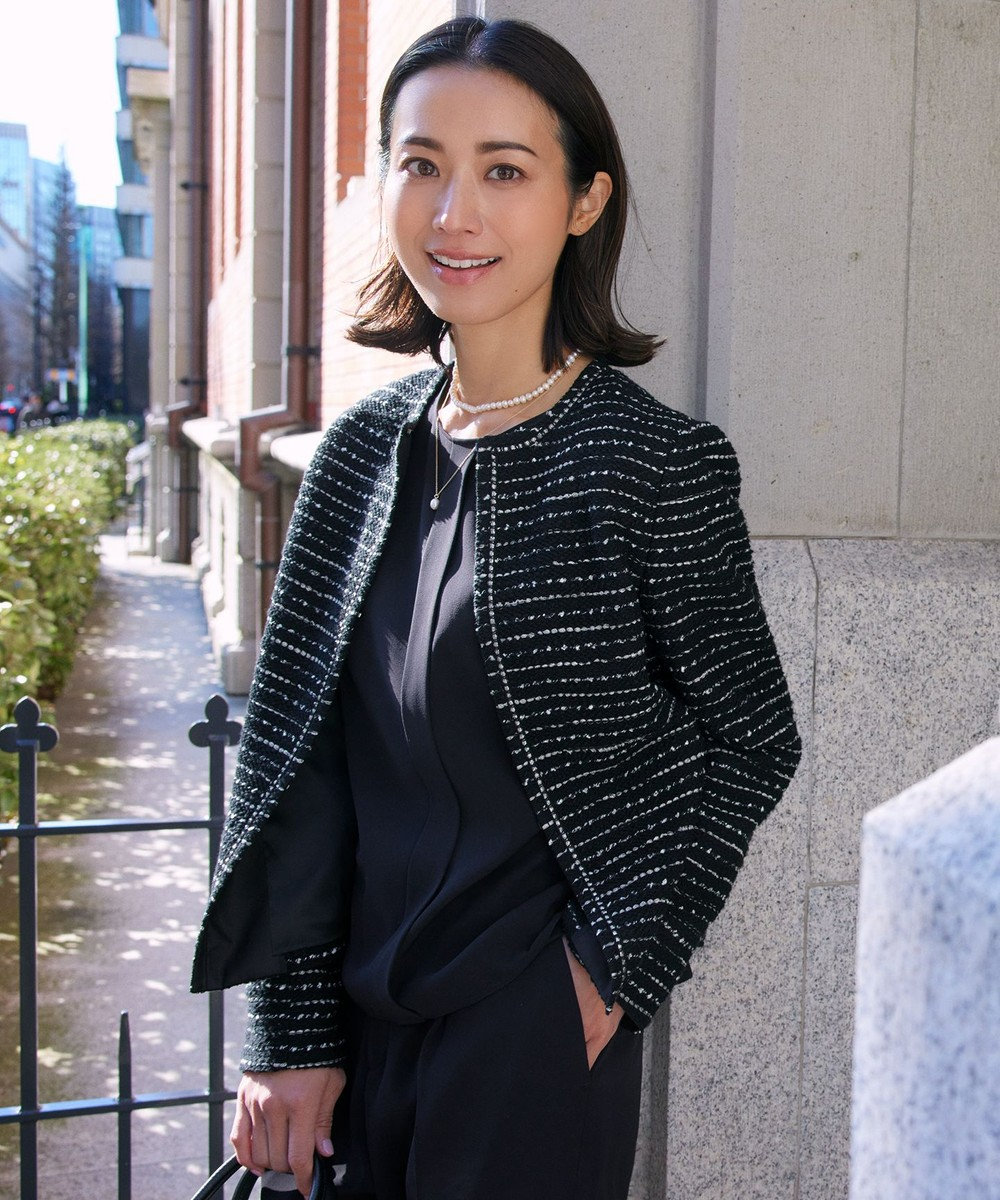 未使用級 23AW セオリー ノーカラーツイードジャケット L 黒