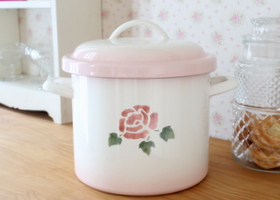 Manyマニープロヴァンスホーローキャニスター+ホーローバット大中小の4