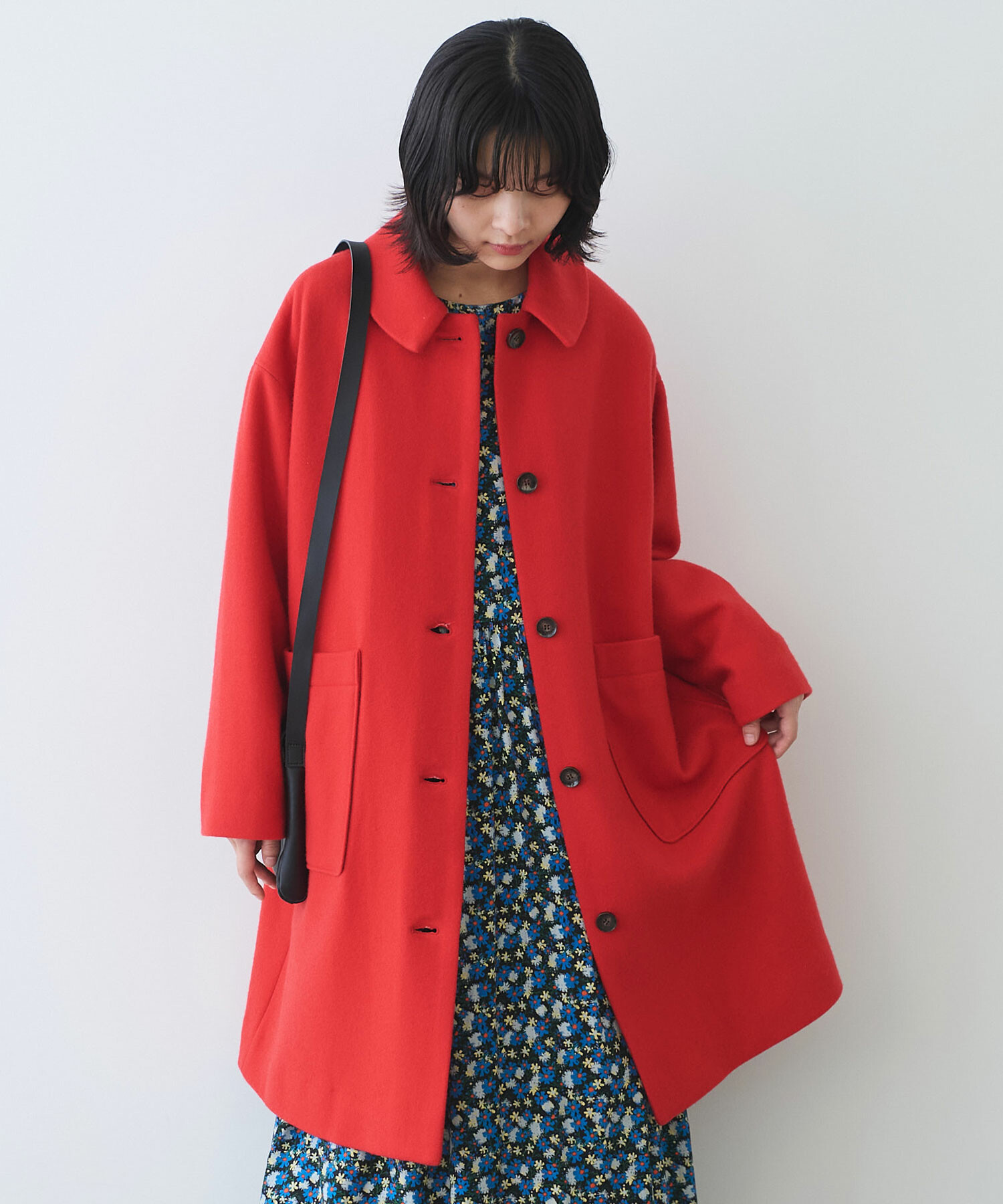 AMBIDEX Store △〇 super100 スイビ ステンカラーコート(F アカ