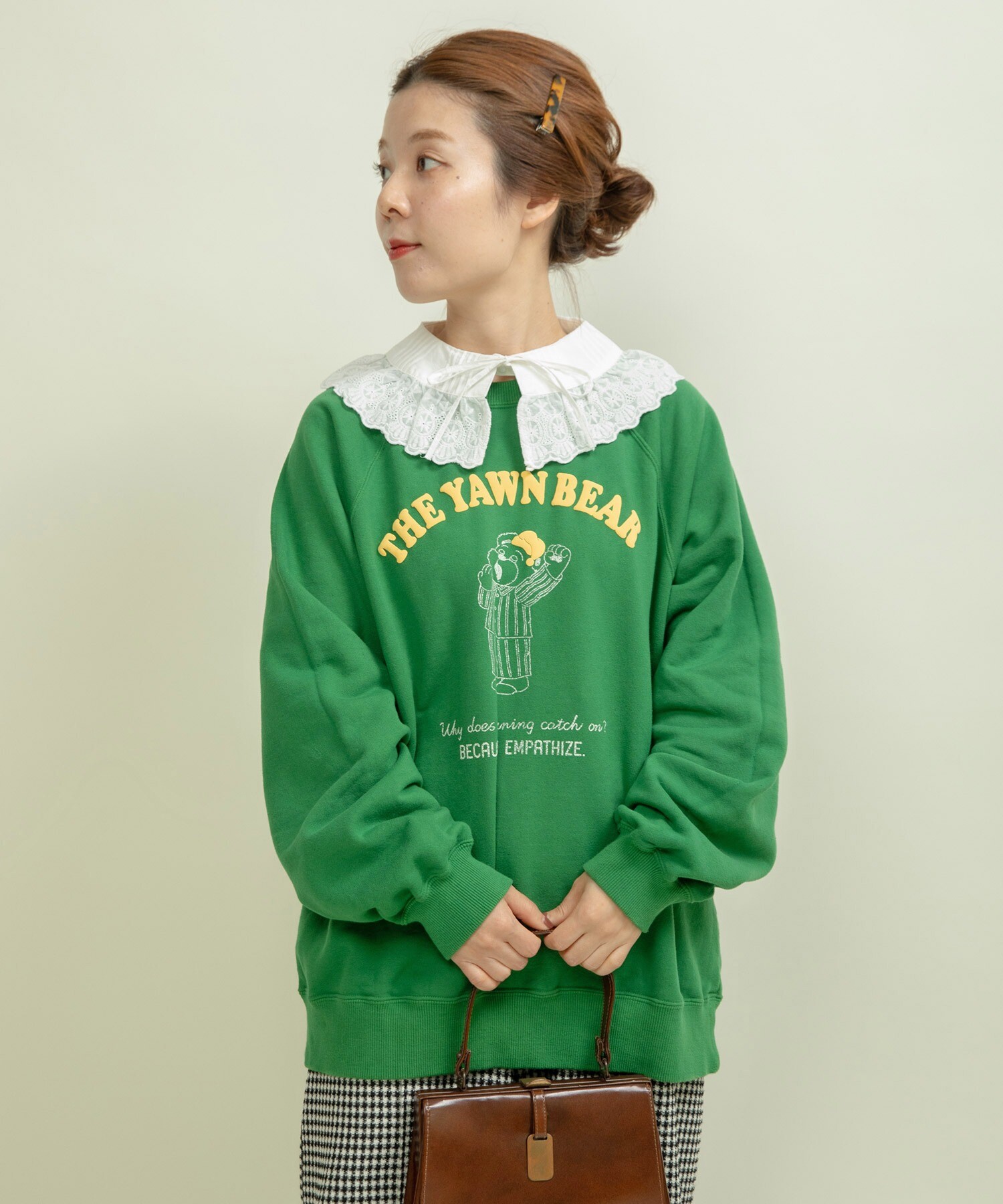 AMBIDEX Store ○30/10裏毛 眠たいくまプリントスウェット(F キナリ